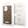 Чехол Guess PU 4G Plate metal logo Hard для iPhone 14 Pro Max, коричневый (Magsafe)