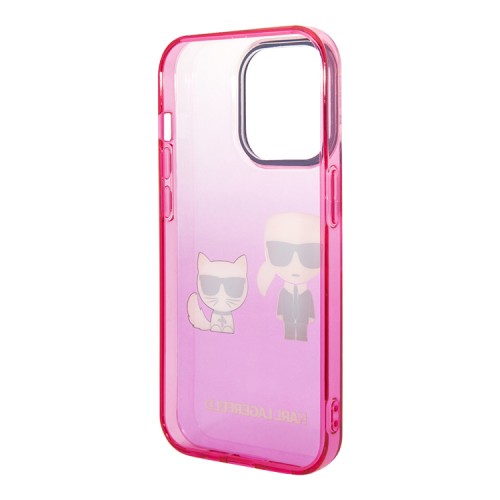 Чехол Lagerfeld Karl & Choupette Hard Gradient для iPhone 14 Pro, розовая рамка