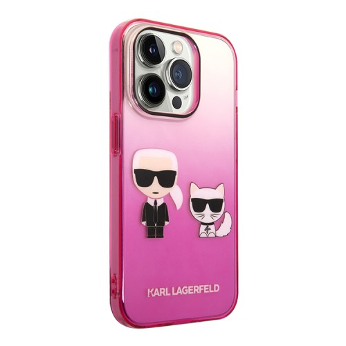 Чехол Lagerfeld Karl & Choupette Hard Gradient для iPhone 14 Pro, розовая рамка