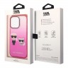 Чехол Lagerfeld Karl & Choupette Hard Gradient для iPhone 14 Pro, розовая рамка