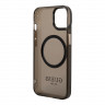 Чехол Guess Metal outline Hard Translucent для iPhone 14, черный/золотой (MagSafe) Уценка