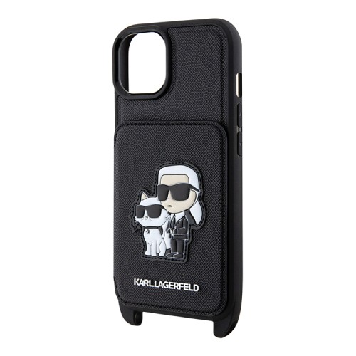 Чехол Lagerfeld Crossbody cardslot PU Saffiano NFT Karl&Choupette Hard для iPhone 14, черный