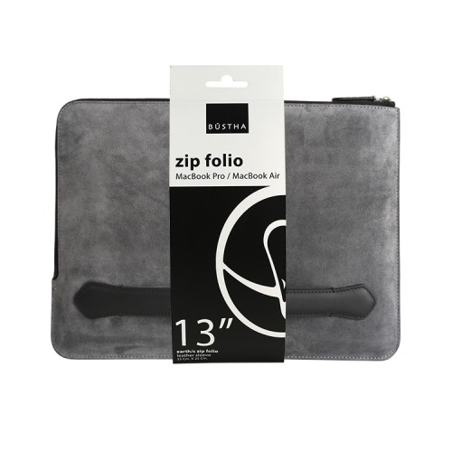 Чехол-папка Bustha Zip Folio Suede/Leather для MacBook Air 13 | Pro 13 (2018/22), Concrete