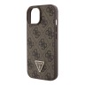 Guess для iPhone 15 чехол PU 4G Triangle Diamond metal logo Hard Brown