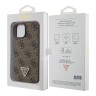 Guess для iPhone 15 чехол PU 4G Triangle Diamond metal logo Hard Brown