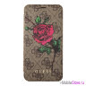 Чехол Guess Flower desire 4G Booktype roses для iPhone X/XS, коричневый