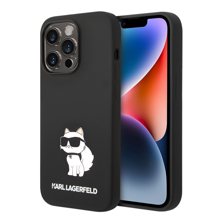 Lagerfeld для iPhone 15 Pro Max чехол Liquid silicone NFT Choupette Hard Black