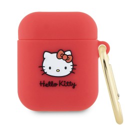 Hello Kitty для Airpods 1/2 чехол Liquid silicone 3D Rubber Kitty Head Fuchsia