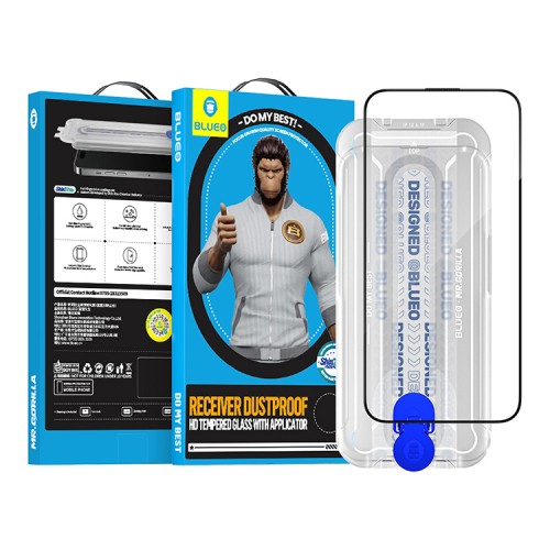 BlueO стекло для iPhone 15 Pro Max, Large arc Anti-Dust Anti-Static Black (защита динамика) +instal