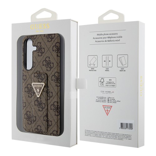 Guess для Galaxy S24+ чехол GripStand PU 4G with Triangle Diamond metal logo Hard Brown
