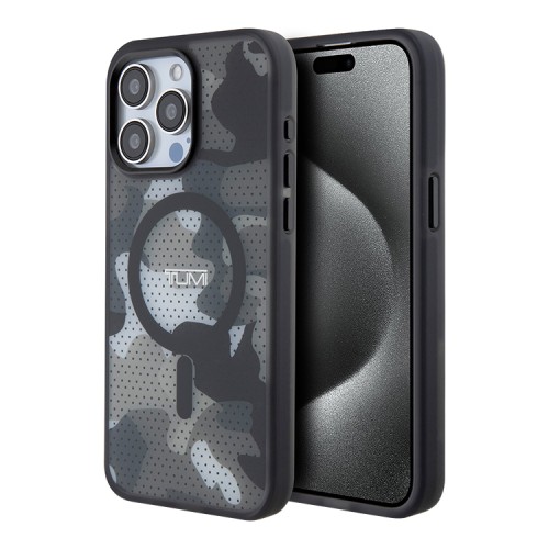 TUMI для iPhone 15 Pro Max чехол PC/TPU Frosted Mesh CAMO Hard Black (MagSafe)