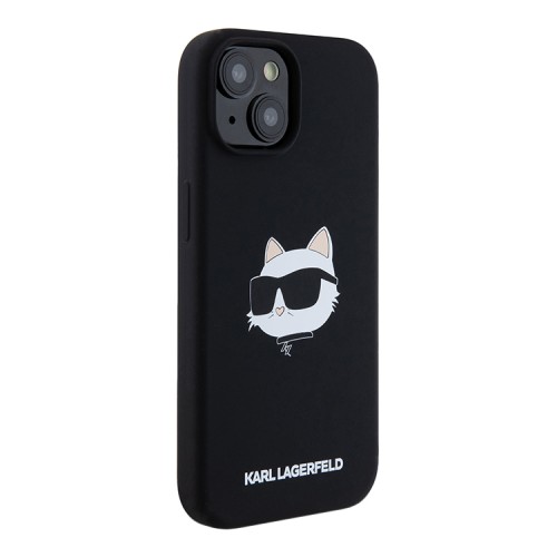 Karl Lagerfeld для iPhone 15 чехол Liquid Silicone NFT Choupette Head Hard Black (MagSafe)