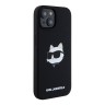 Karl Lagerfeld для iPhone 15 чехол Liquid Silicone NFT Choupette Head Hard Black (MagSafe)