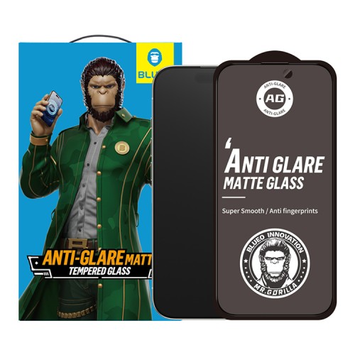 BlueO стекло для iPhone 16/15, Anti-glare Matte Anti-Static Black (матовое)