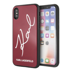 Чехол Karl Lagerfeld Double layer Karl signature Hard Glitter для iPhone X/XS, красный