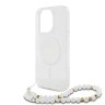 Guess для iPhone 16 Pro Max чехол PC/TPU Glitter (MagSafe) +шнурок из бисера, прозрачный