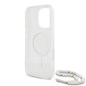 Guess для iPhone 16 Pro Max чехол PC/TPU Glitter (MagSafe) +шнурок из бисера, прозрачный
