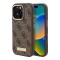 Guess для iPhone 16 Pro чехол PU-кожа 4G Plate metal logo Brown (MagSafe)