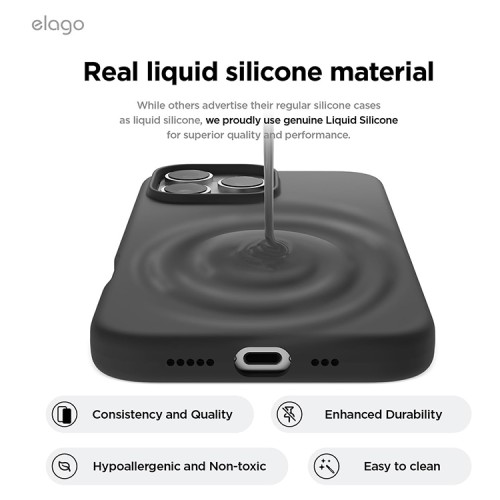 Elago для iPhone 16 Pro чехол Soft silicone (Liquid) Black