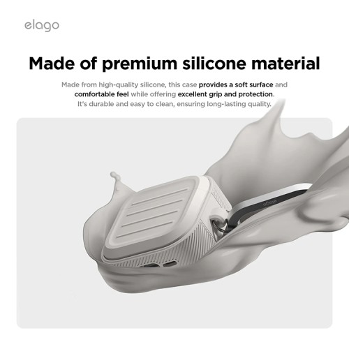 Elago для AirPods 4 чехол Armor Silicone Hang case Stone