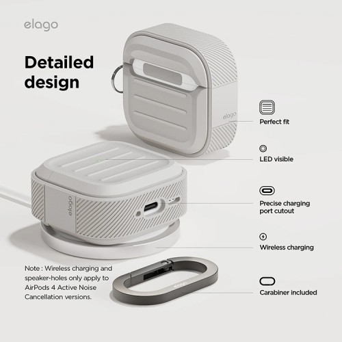 Elago для AirPods 4 чехол Armor Silicone Hang case Stone