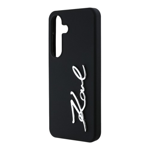 Karl Lagerfeld для Galaxy S25 чехол Liquid silicone Signature Metal logo & Camera frame Hard Black
