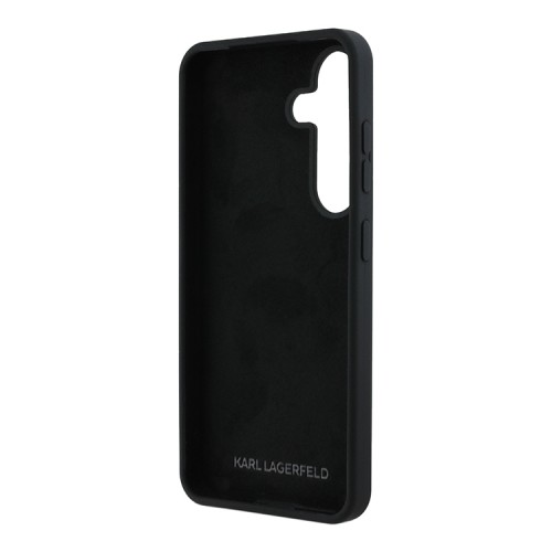 Karl Lagerfeld для Galaxy S25 чехол Liquid silicone Signature Metal logo & Camera frame Hard Black