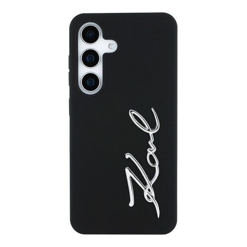 Karl Lagerfeld для Galaxy S25 чехол Liquid silicone Signature Metal logo & Camera frame Hard Black