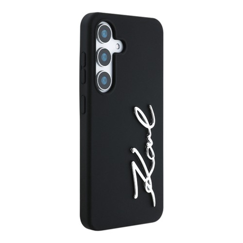 Karl Lagerfeld для Galaxy S25 чехол Liquid silicone Signature Metal logo & Camera frame Hard Black