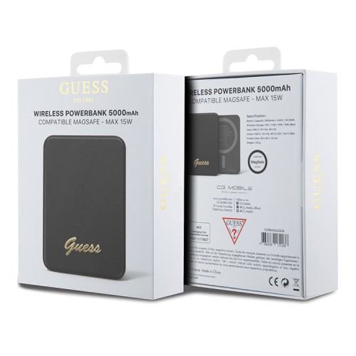 Guess АКБ MagSafe with Metal Script logo 5000 mAh 15W Black