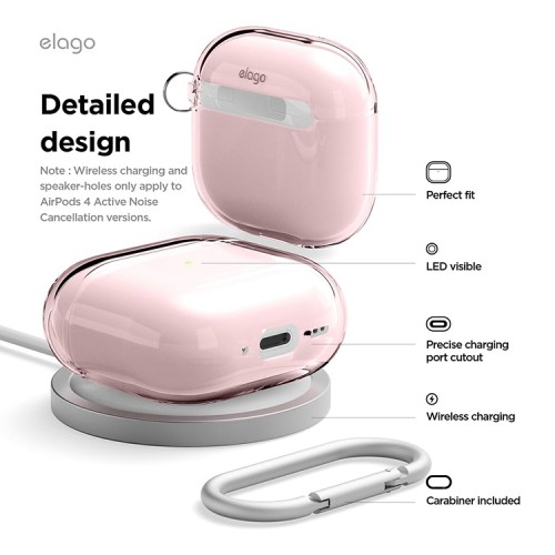 Elago для AirPods 4 чехол Clear Hang case Lovely Pink