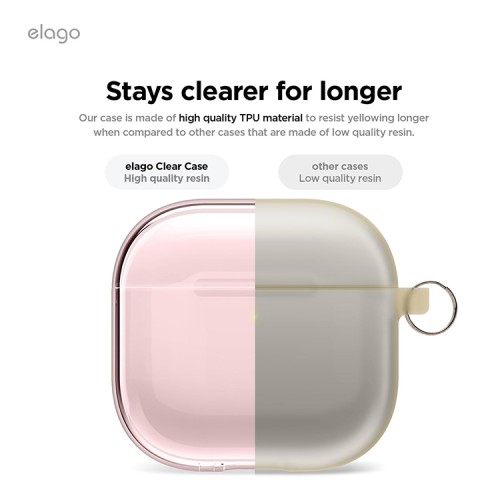 Elago для AirPods 4 чехол Clear Hang case Lovely Pink