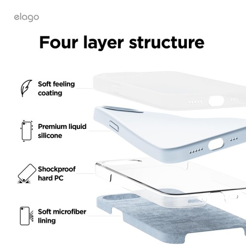 Elago для iPhone 16e чехол Soft silicone (Liquid) Light Blue