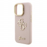 Guess для iPhone 16 Pro чехол PU Grained leather 4G Big metal logo and Camera Stand Hard Pink