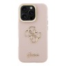 Guess для iPhone 16 Pro чехол PU Grained leather 4G Big metal logo and Camera Stand Hard Pink