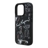 Karl Lagerfeld для iPhone 16 Pro Max чехол PU Grained leather Sketch with Metal logo Hard Black (MagSafe)