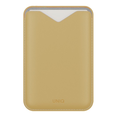 Uniq картхолдер Lyden EVO магнитный кожаный с подставкой для телефона, Canary Yellow