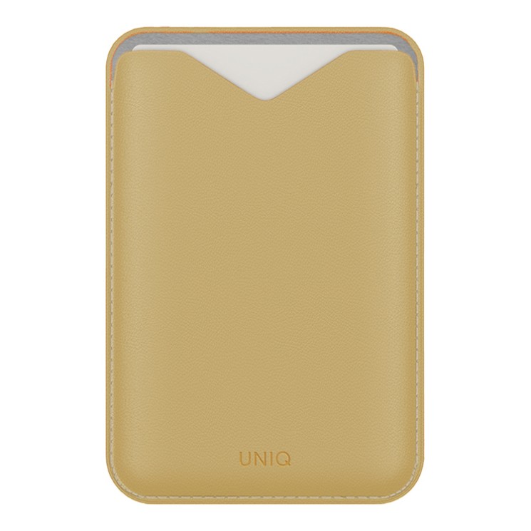 Uniq картхолдер Lyden EVO магнитный кожаный с подставкой для телефона, Canary Yellow