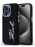 Karl Lagerfeld для iPhone 15 Pro чехол Liquid silicone Signature Metal logo & Camera frame Hard Black