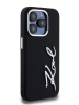 Karl Lagerfeld для iPhone 15 Pro чехол Liquid silicone Signature Metal logo & Camera frame Hard Black