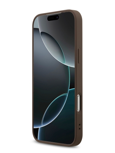Guess для iPhone 17 Pro чехол PU 4G Triangle Diamond metal logo Hard Brown (MagSafe)