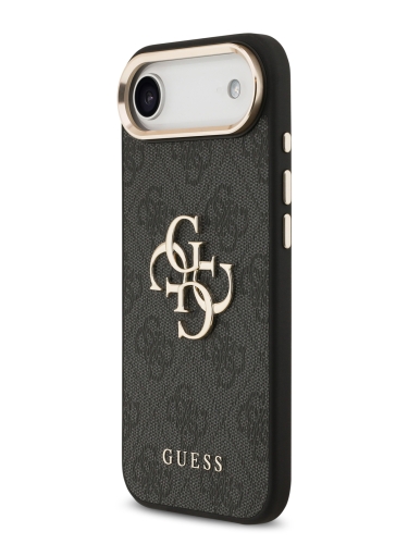 Guess для iPhone Air чехол PU 4G Big metal logo Gold camera Hard Black