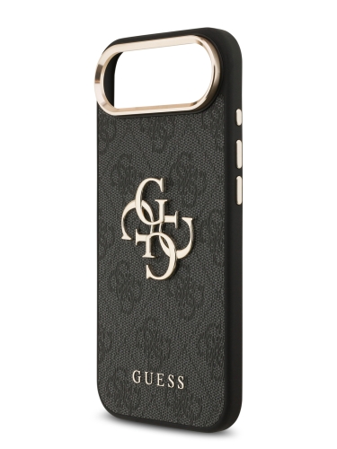 Guess для iPhone Air чехол PU 4G Big metal logo Gold camera Hard Black