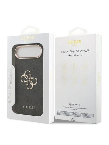Guess для iPhone Air чехол PU 4G Big metal logo Gold camera Hard Black