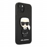 Чехол Karl Lagerfeld PU Saffiano Ikonik Patch (metal) Hard для iPhone 13, черный