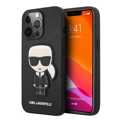Lagerfeld PU Saffiano Ikonik Patch (metal) Hard для 13 Pro Max, черный KLHCP13XOKPK