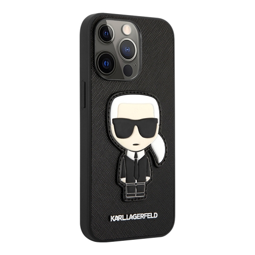 Lagerfeld PU Saffiano Ikonik Patch (metal) Hard для 13 Pro Max, черный KLHCP13XOKPK