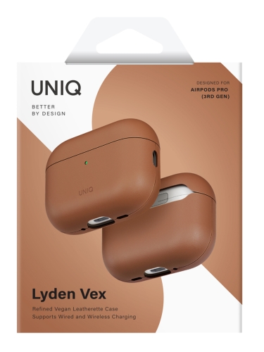 Uniq для Airpods Pro 3 чехол Lyden Vex Leatherette Caramel