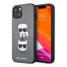 Чехол Karl Lagerfeld PU Saffiano Karl and Choupette Hard для iPhone 13, серебристый