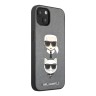 Чехол Karl Lagerfeld PU Saffiano Karl and Choupette Hard для iPhone 13, серебристый